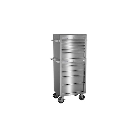 Champion Tool Storage FMPro SST Top Chest/Cabinet With Casters, 10 Drawer, Silver, Stainless Steel, 27 in W x 20 in D FMPS2710RC